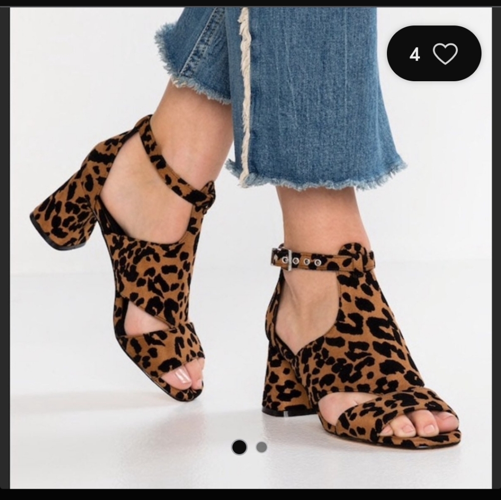 NWT TOPSHOP Destiny Animal Print Block Heel Sandals Size 37